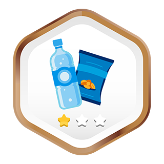 Bottled drink and bag of chips.