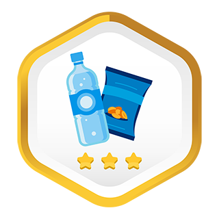 Bottled drink and bag of chips.