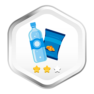 Bottled drink and bag of chips.