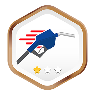 Gas pump nozzle moving forward.