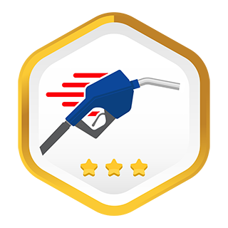 Gas pump nozzle moving forward.