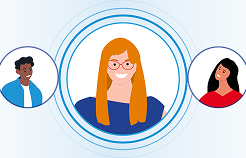 Three friends, each in their own circle.